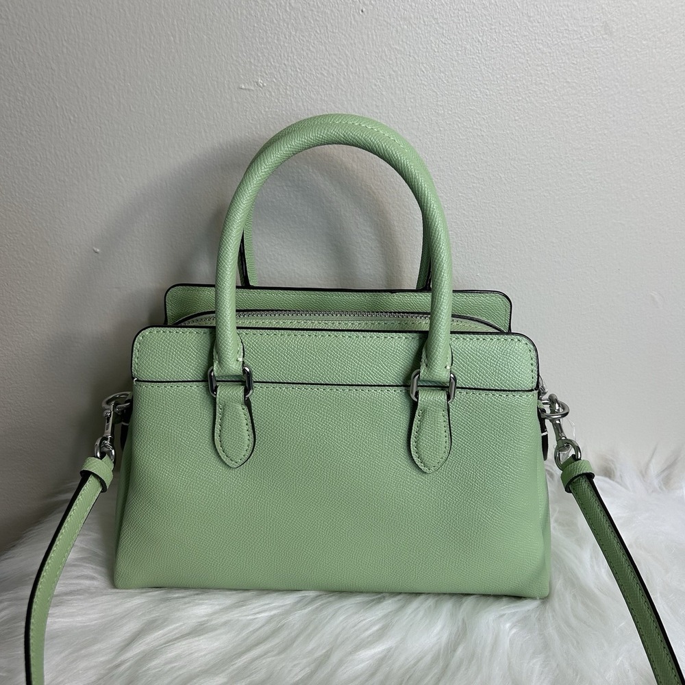 Coach Mini Darcie Carryall Pistachio Green Crossgrain Leather Satchel Excellent - Picture 2 of 14